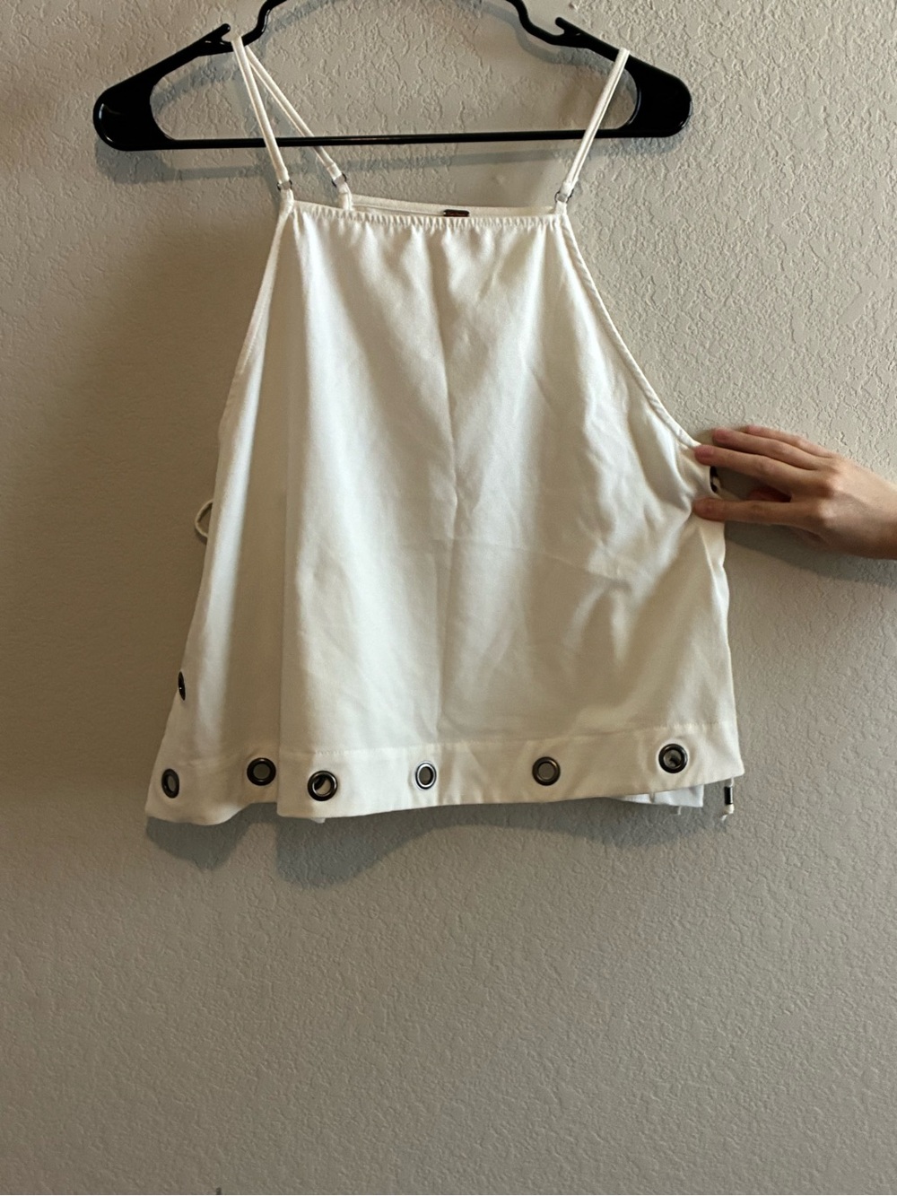 Free People Women’s city fever White Lace-Up Grommet Tank Top - Picture 5 of 6